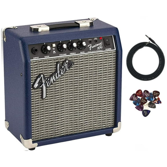 Fender Frontman 10G Guitar Combo Amplifier - Midnight Blue Bundle with Instrument Cable and Picks
