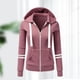 thumbnail image 5 of Sudadera con capucha con bolsillos con cremallera Estampado con cremallera Sudadera con capucha de poliéster de manga larga Tops para deporte - gris Rosado Yinane Sudadera con capucha, 5 of 8