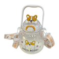 thumbnail image 1 of Straw Bottle Refillable Large Capacity Portable Shoulder Strap Cartoon Water Cup For StudentsWhite, 1 of 5