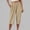 Khaki, variant on YTCAMLO Linen Pants for Women Fashion Elastic Waist Loose Capri Pants with Pockets Lightweight Comfy Plus Size Button Office Pants