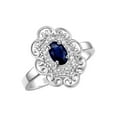 thumbnail image 4 of Rylos Sterling Silver Floral Designer Ring with 6x4 MM Oval Sapphire & Sparkling Diamonds - Birthstone Jewelry for Women -Size 9, 4 of 7
