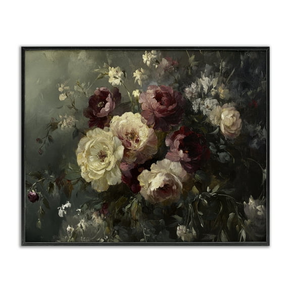 Stupell Industries Floral Decadence Bouquet Plants & Flowers Painting Black Framed Art Print Wall Art, 14 x 11