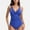 Blue, variant on Women's One Piece Swimsuit with Ruffled V-Neckline and Adjustable Double Spaghetti Straps - X Large, Green