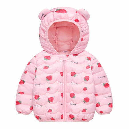 

Reduced YYDGH Toddler Baby Boys Girls Autumn Winter Thick Down Cotton Padded Jacket Hooded Zipper Bear Ear Coat Windproof Snow Coats(Red 1-2 Years)