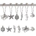 thumbnail image 1 of 12 anillos para cortina de ducha con temática oceánica, 6 estilos, ganchos de hierro para cortina de ducha, anillos con colgantes de aleación de animales y estrellas de mar, 1 of 8