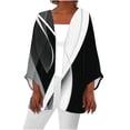 thumbnail image 1 of Birdeem Cardigan pour Femmes Imprimé Rayé Manches 3/4 Chemise Ample Cardigan, 1 of 1