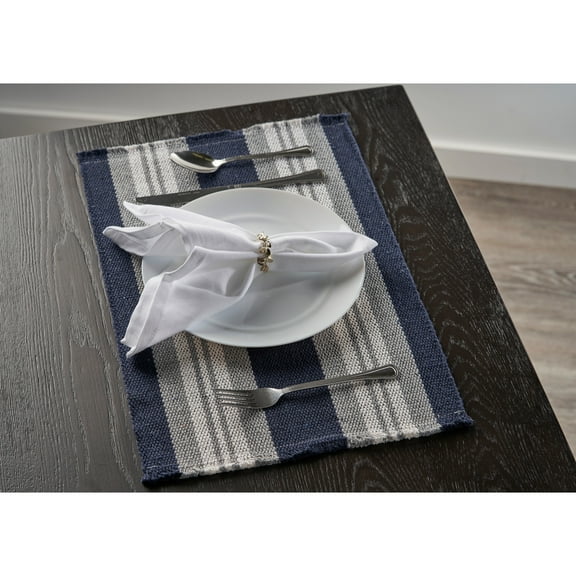 LR Home Striped Casual Coastal Placemats ( Combo Set of 4 )