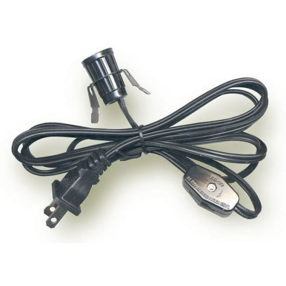 National Artcraft® 6' Replacement Lamp Cord with Clip-in Candelabra Socket, Rotary Switch And Molded End Plug - Black (Pkg/10)