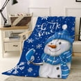 thumbnail image 2 of Christmas Snowman Throw Flannel Blanket 32x48In Winter Showflake Blue Super Soft Cozy Bed Blanket, Lightweight Plush Fuzzy Bed Throw for Bedroom Sofa Couch Living Room, 2 of 4