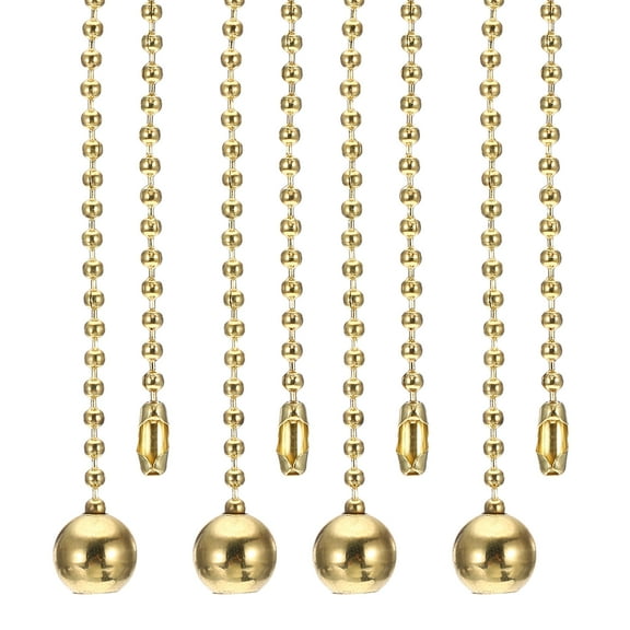 1M 3.3ft Ceiling Fan Pull Chain, 4 Pcs Beaded Pulls Cord Extender Ball Pendant for Fan Light, Gold Tone