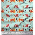 thumbnail image 1 of Soimoi Poly Crepe Fabric Leaves & Bird Kids Print Fabric by The Yard 52 Inch Wide, 1 of 3
