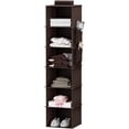 thumbnail image 1 of Hanging Closet Organizer  6-Shelf Closet Hanging Storage Shelves  Brown, 1 of 6