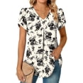 thumbnail image 3 of Blusas elegantes de gasa, blusas elegantes de gasa de verano para mujer, camisa de manga corta con cuello en V para mujer, blusa plisada básica para mujer, optimizada para la excelencia, 3 of 3