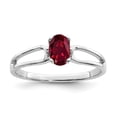thumbnail image 1 of Solid 14k White Gold 6x4mm Oval Created Ruby Ring Band Size 8.5, 1 of 2