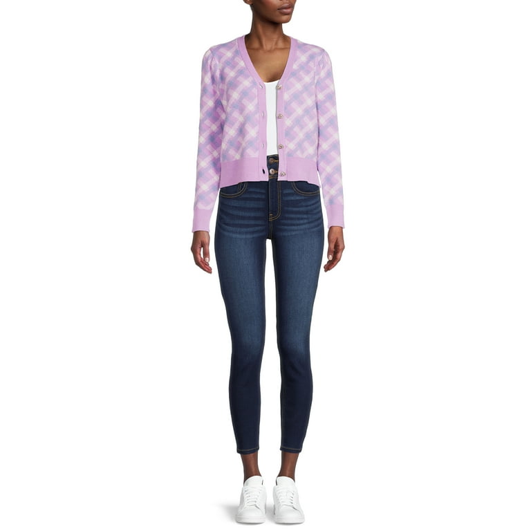 Love by Design Juniors Plaid Cardigan Sweater Walmart