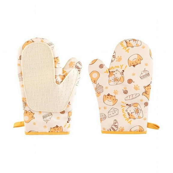 Vxdvou Cute Cartoon Silicone Insulated Gloves, High Temperature Oven & Microwave Safe, Durable Kitchen Gloves for Baking, Cooking & Food Handling, Easy to Clean and Safe Grip