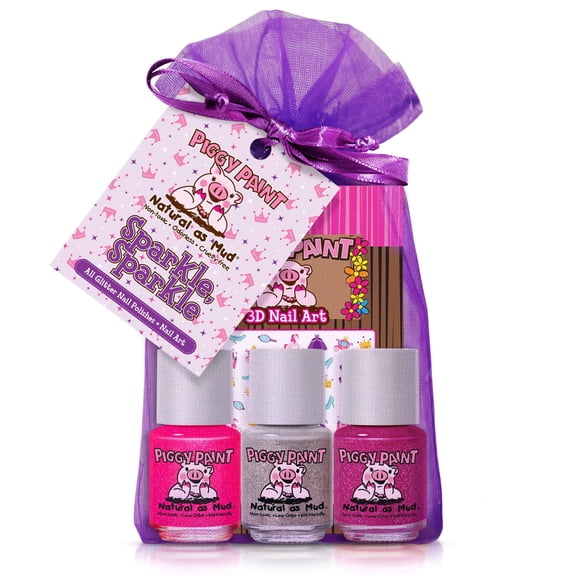 Sparkle Sparkle Gift Set by Piggy Paint Non-Toxic, Kid-Friendly, Safe Nail Polish