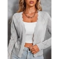 thumbnail image 5 of Women'S Long Sleeve V-Neck Knitted Cardigan Jacket Buttonless Knitted Shawl Sweater Grey XXXL, 5 of 8
