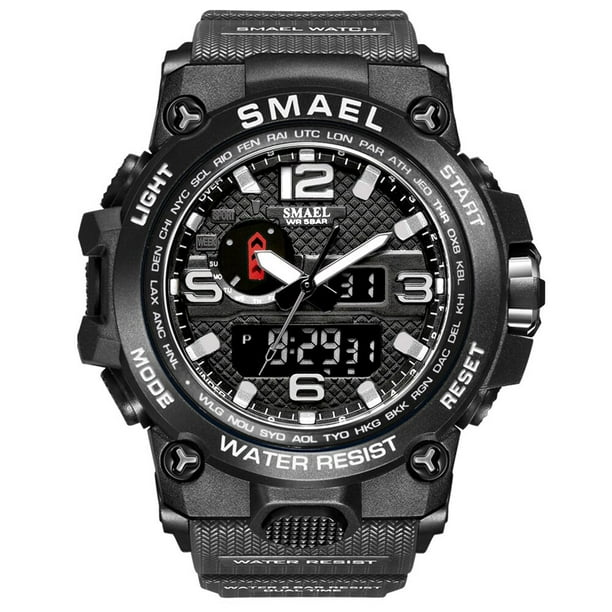 Relojes deportivos de marca SMAEL para hombre, relojes de pulsera de cuarzo electrónicos LED analógicos digitales de doble pantalla, reloj militar de natación resistente al agua Tan Jianjun unisex