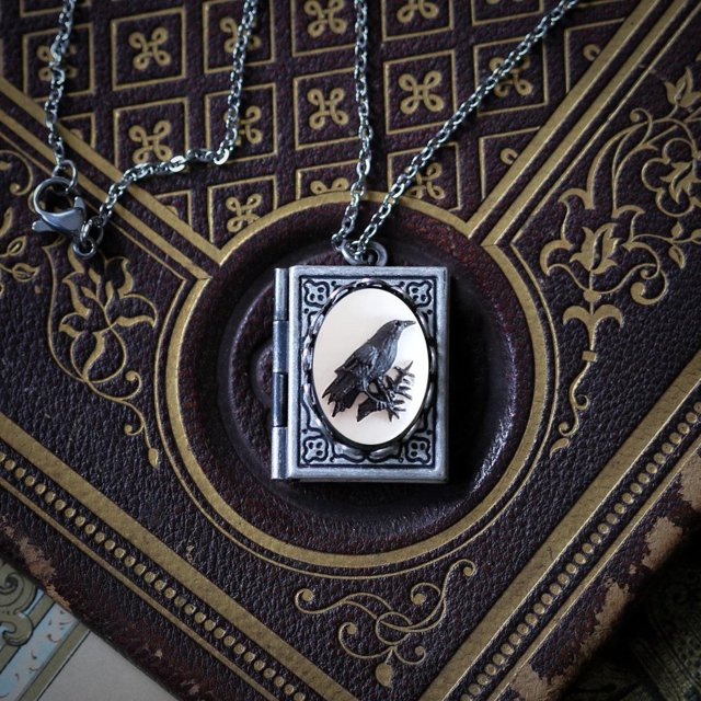 Collar con candado para libros con forma de gato, joyería con forma de libro, collar con forma de libro, regalo para amantes, collar estilo cuervo, collar casual y versátil
