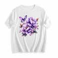 thumbnail image 5 of Pxxlle Summer Going Out Tops for Women Fashion Flower Graphic Tee Shirts Loose Fit Short Sleeve Crewneck T Shirts (White XXL), 5 of 5
