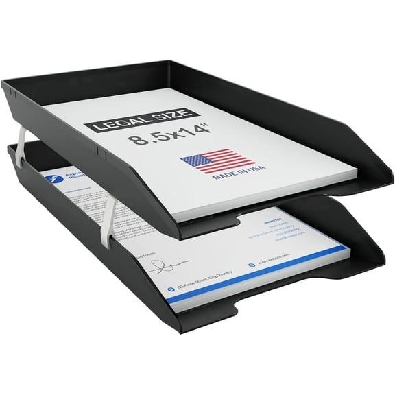 Acrimet 2 Tier Legal Letter Tray, Facility Front Load (Legal Size) (Plastic) (Black Color)