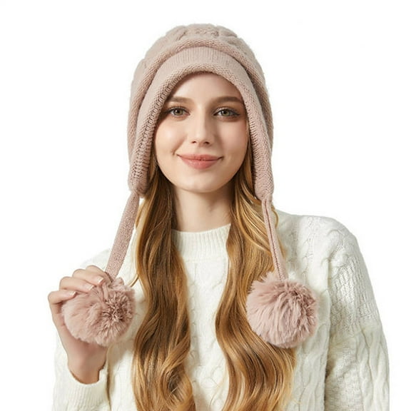 Riforla Winter Warm Daily Fashionable Elastic Casual Slouchy Hat Suitable for Man and Woman Bomber Hats Pink