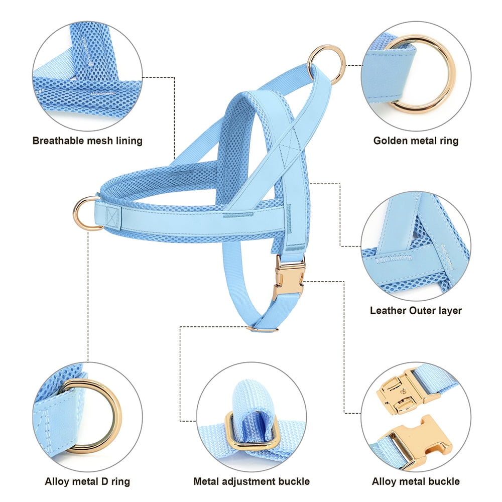 Pet Artist No-Pull Pet Harness and Leash Set, Breathable Mesh & Padded Vest, Front Clip, Adjustable PU Leather with Metal Buckle for Small to Large Dogs