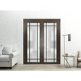 thumbnail image 3 of Sliding French Double Pocket Doors 84 x 84 inches | Planum 2112 Chocolate Ash Frosted Glass | Kit Trims Rail Hardware | Solid Wood Interior Bedroom Sturdy Doors, 3 of 6
