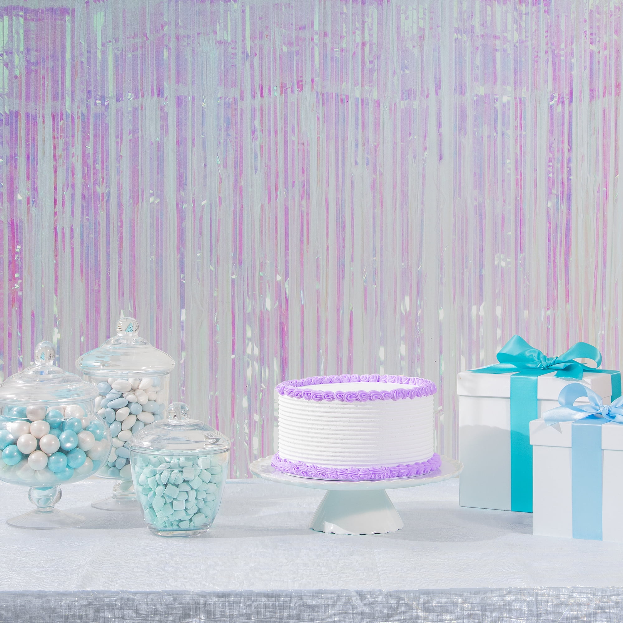(2 pack) Iridescent White 54" x 102" Plastic Tablecloth by Way to Celebrate