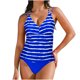 thumbnail image 1 of Conjunto de Bikini de Cintura Alta Impreso Cuello en V Correa Ajustado Traje de Baño de una Pieza con Lado Dividido, Traje de Baño Sexy para las Mujeres Playa Piscina Verano, 1 of 9