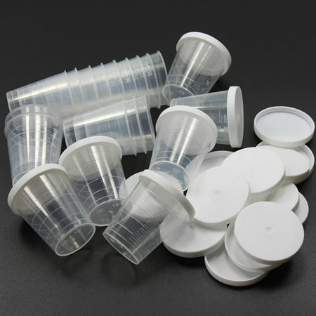 

Ana 20pcs 30/50ml Measure Cups with Covers Clear Transparent Measuring Container
