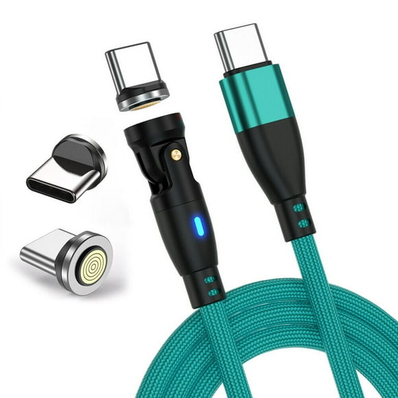 Câble de Charge Rapide et Synchronisation de Données USB C Adsorption Magnétique (1m) Connecteur Rotatif 540° Adaptateur 9 Broches + 3 Pcs Embouts Magnétiques Type C 9 Broches
