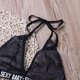 thumbnail image 4 of VISgogo Conjunto de lencería para mujer de 2 piezas, Sujetador push-up con cuello en V y cordones transparentes con estampado de letras + Tanga elástico para novia, esposa VISgogo moda, 4 of 9