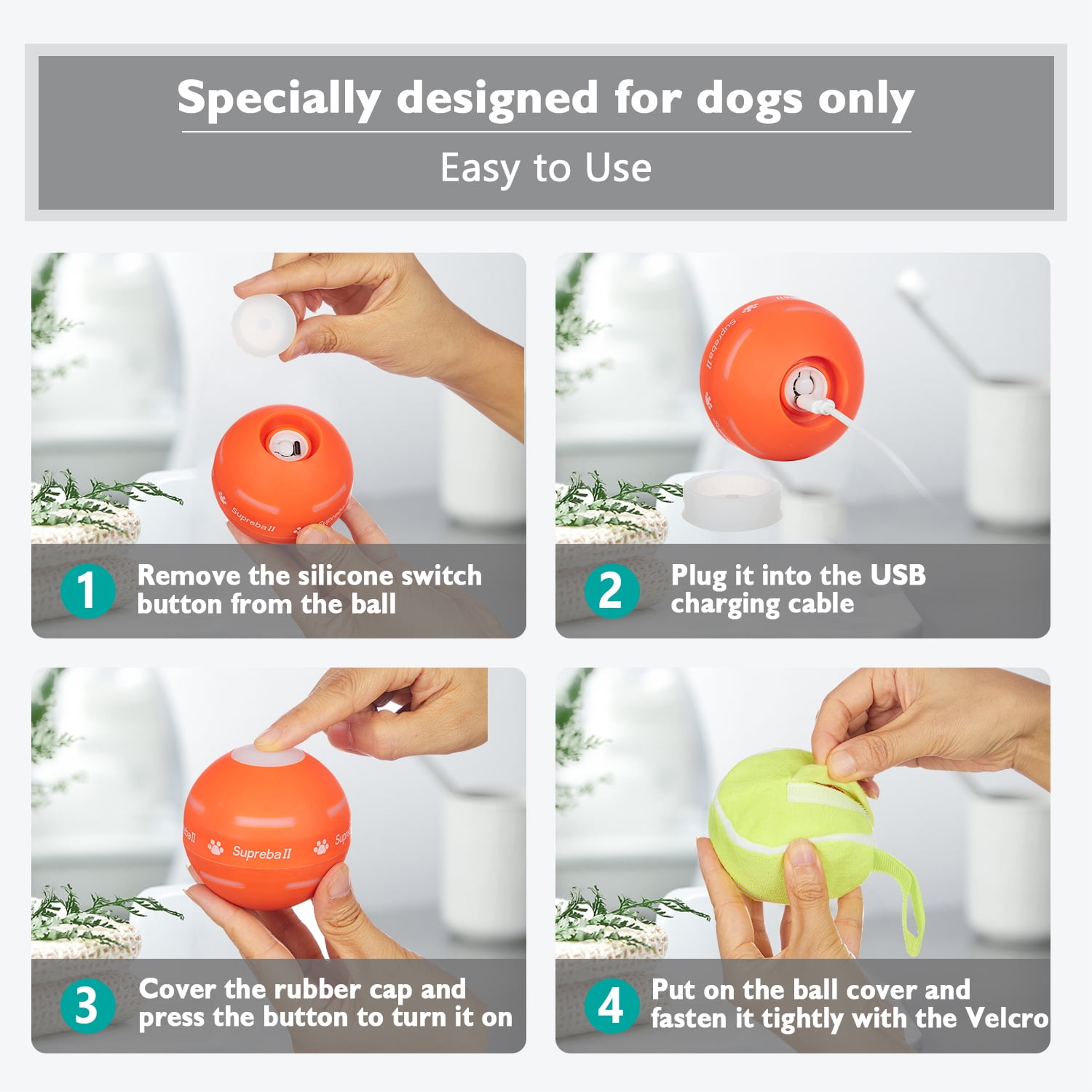 YVE LIFE Interactive Dog Ball Toys,Durable Motion Activated Automatic Rolling Ball Toys for Puppy/Small/Medium Dogs,USB Rechargeable