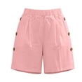 thumbnail image 7 of SOOMLON Linen Shorts Women Plus Size Elastic Waist Shorts Button Breathable Shorts with Pockets Casual Summer Bottoms, 7 of 7