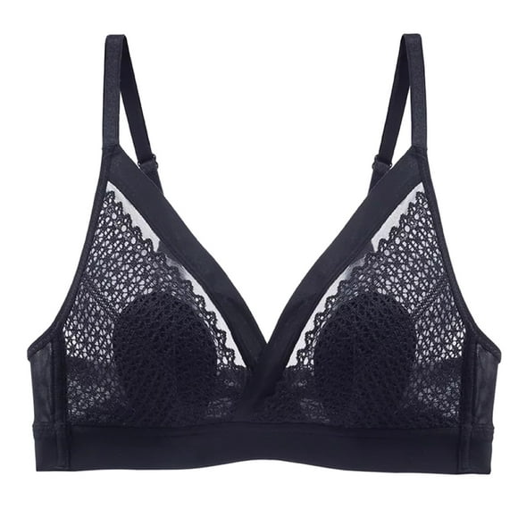 FhsagQ Bra Women's Bras Sleep Plus Size French Lace Triangle Cup Underwear Women's Big Show Small No Steel Ring Bra Bras for Women Plus Size Underwire Bras for Women Plus Size Black XL