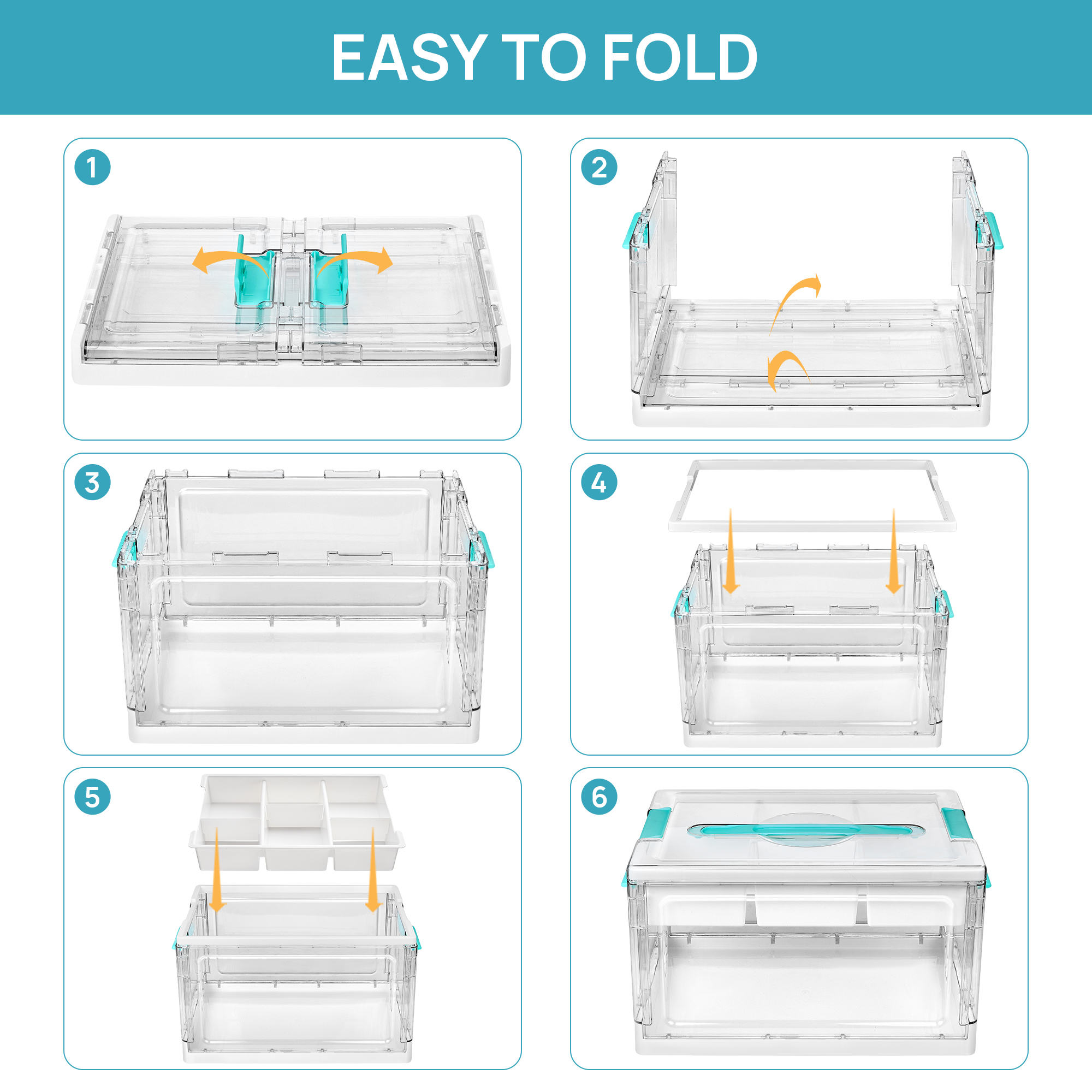Sindcom 24 Qt Clear Plastic Storage Bin with Removable Dividers photo 4