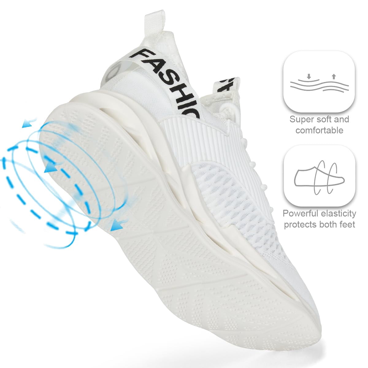 ZUTY Men's Running Shoes Blade Tennis Walking Fashion Breathable Non Slip Gym Sports Work Trainers White 9