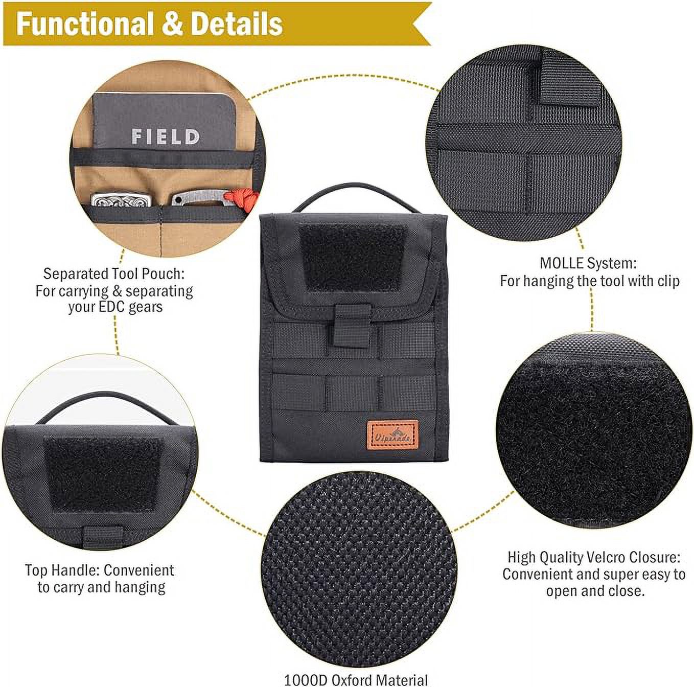 VIPERADE VE12 Folding EDC Organizer Pouch, Molle Tool Bag, Trifold Tool Pouch, Utility EDC Pocket Organizer for Outdoor and Daily