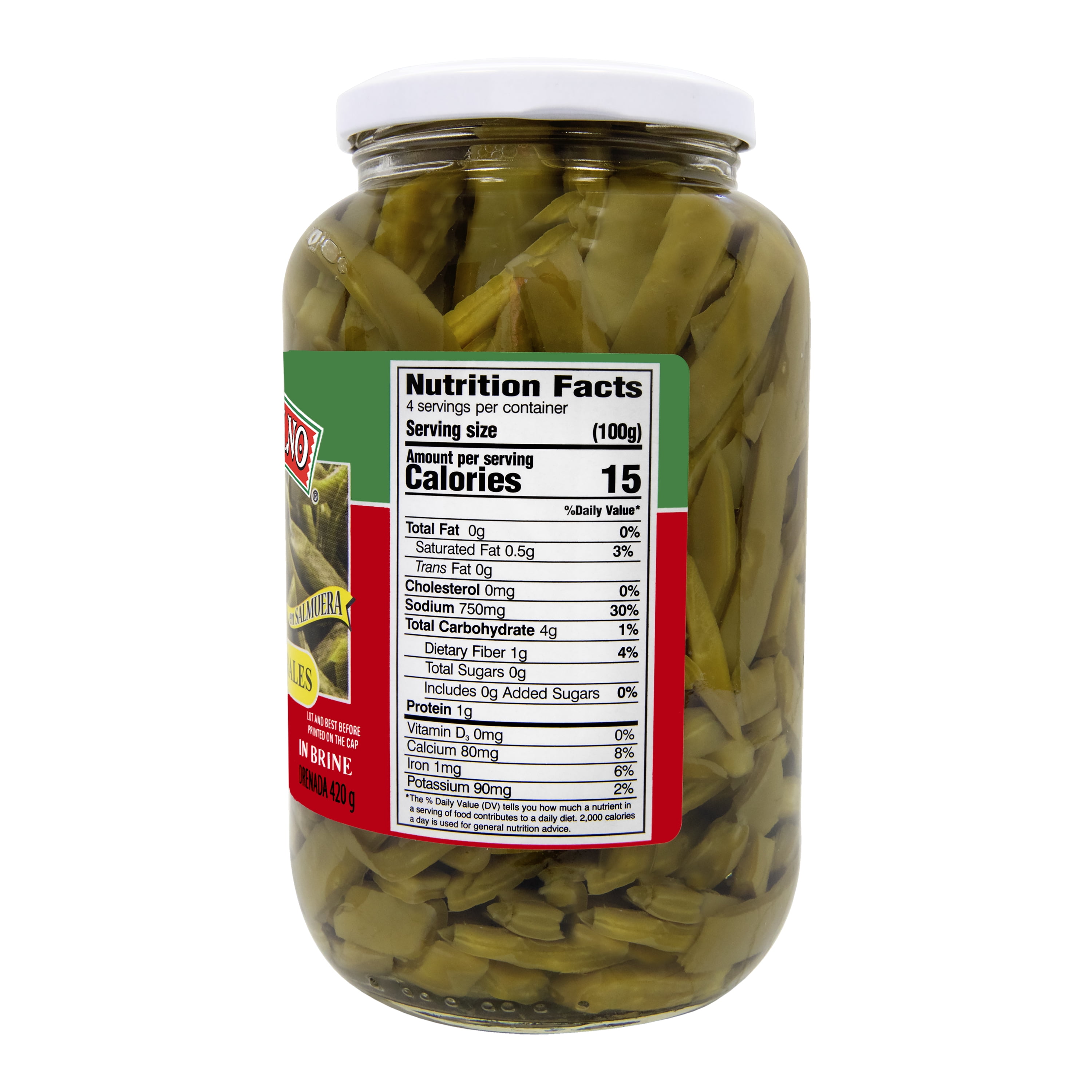 (4 pack) El Mexicano Nopalitos Naturales, Strips Natural Tender Cactus, 27 oz Jar