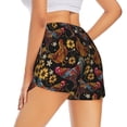 thumbnail image 4 of Picia Sunflower Rooster Pattern Women's 2 in 1 Athletic Running Shorts High Waisted Workout Casual Gym Sweat Shorts with Comfy Liner Zipper Pockets-Large, 4 of 9