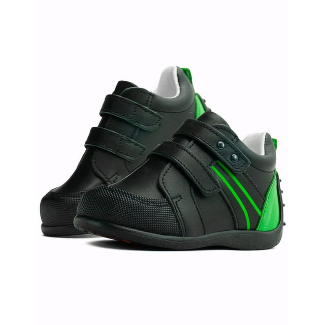 Tenis Niño Andanenes A6442 Piel Doble Velcro Negro/Verde 12-15 Verde Oscuro