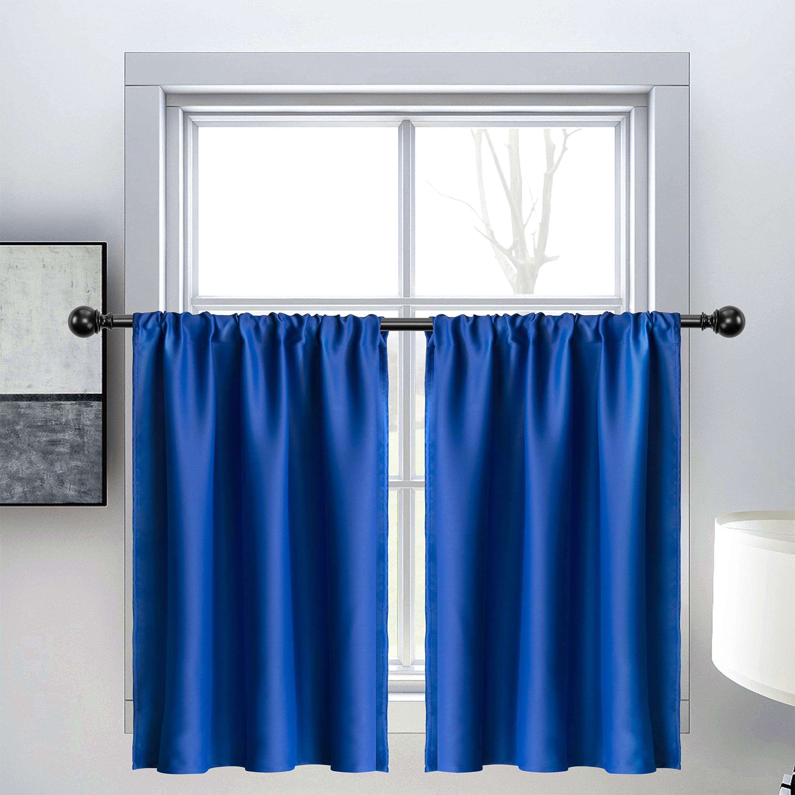 Navy Blue,1 Panel,36 W X 16 Inches Long Grommet Top Short Kitchen Window Treatment Curtain Window Valance for Living Room SeeGlee 36 Inches Wide Small Blackout Valance for Bathroom