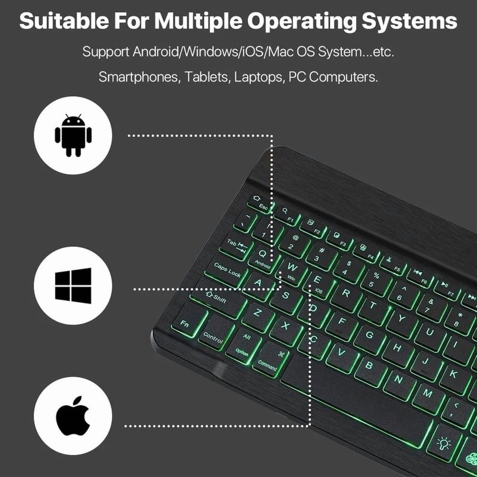Bluetooth Keyboard Wireless 7 Backlit Color Keyboard for Tablet Laptop Rechargeable Arabic Russian Spanish Portuguese Keyboard