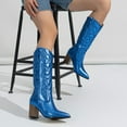 thumbnail image 6 of UngA Cowboy Boots Cowboy Boots for Women Mid Calf Fashion Cowgirl Boots Blue,5.5, 6 of 7