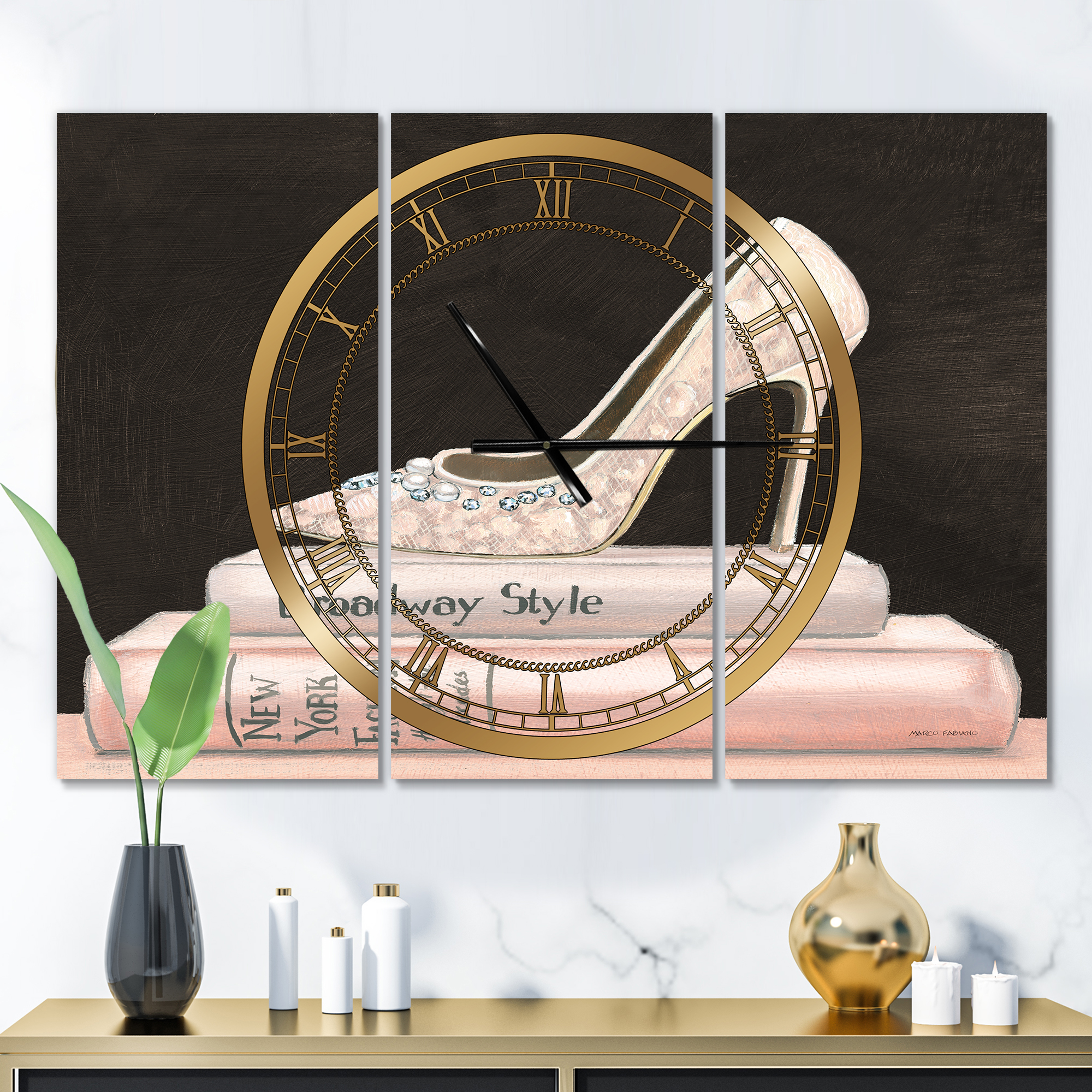 Designart 'Pink Fashion & Glam high heels II' Traditional Wall Clock