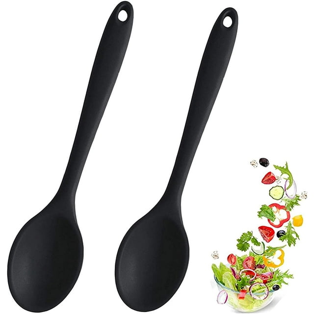 2 cucharas de silicona para cocinar, resistentes al calor, diseño higiénico, utensilios de cocina, cucharas para mezclar para cocinar, hornear, revolver, mezclar herramientas Vhermosa Utensilios de Cocina