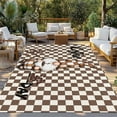 thumbnail image 3 of Fsddascl Brown Gnome Outdoor Rug for Patio/Deck/Porch, Non-Slip Large Area Rug 6 x 9 Ft, Coffee Beans Vintage Plaid Abstract Indoor Outdoor Rugs Washable Area Rugs, Reversible Camping Rug Carpet, 3 of 5