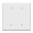 thumbnail image 1 of ENERLITES Cubierta de salida doble en blanco, acabado brillante, placa de pared en blanco de dos bandas, tamaño grande, 2 unidades, 5,5" x 5,5", policarbonato irrompible, termoplástico, certificación, 1 of 1